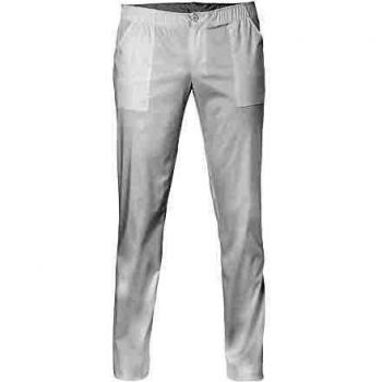 GIBLOR'S Pantalone Bianco Cucina/Ristorazione MOD. Enoch, Lungo, Cintura ad Elastico e Bottone (XL)
