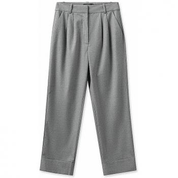MOS MOSH Gray Sharkskin Wide Trousers for Women M