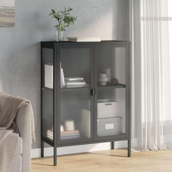 VidaXL Vitrine Sideboard Schwarz 75x35x105 cm Glas und Stahl