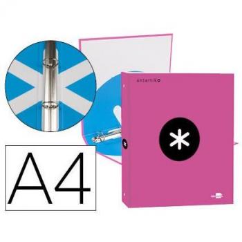 Carpeta Liderpapel Antartik A4 4 anillas 25mm color rosa