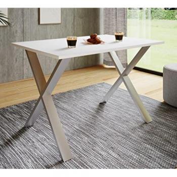Esstisch Xona rechteckig 140x80 cm, U-Fuß silber