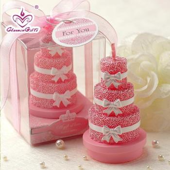 Pink Blossom Tiered Candles – Wedding Guest Favor Box