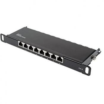 Good Connections 10 Gigabit Ethernet Patchpanel Cat.6, 8-Port, geschirmt, werkzeuglos, Schwarz