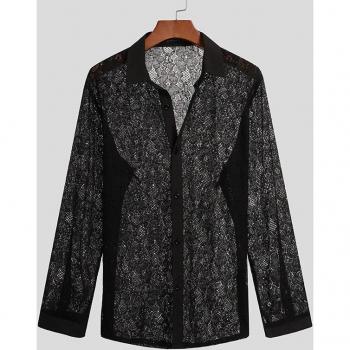 Camisa de Encaje Transparente para Hombre