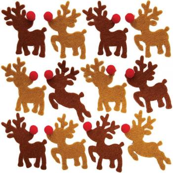 Festive Reindeer Pom Pom Stickers