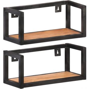 Support mural flottant en bois d’acacia massif – 2 unités – 40 cm