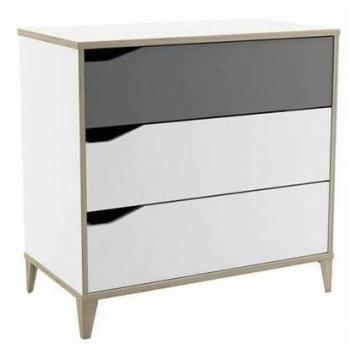 Cómoda Contemporánea Genius de 3 Cajones (Blanco/Gris) para Dormitorio Juvenil