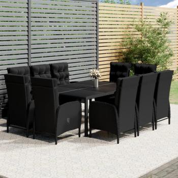 Set de mobilier de jardin 11 pcs – Table & chaises en résine noire