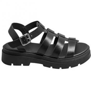 Sandales Gladiateur Noires Confort Élargi E