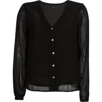 Blusa Negra Luna con Manga Larga y V‑Neck