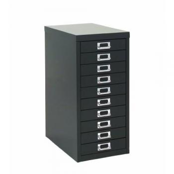 Black 10-Drawer Steel Desktop Filing Cabinet