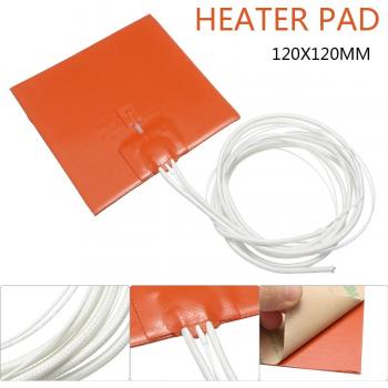 Tapis silicone chauffant 12V 120W étanche pour imprimante 3D 120x120mm
