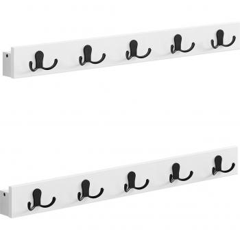 Colgador de Pared con Estante y 5 Ganchos Dobles, Ahorro de Espacio