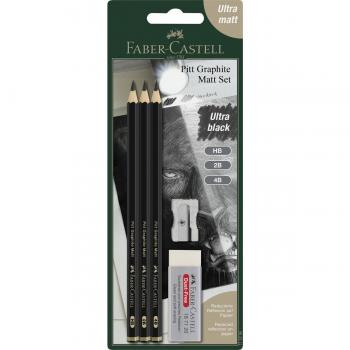 Set de Crayons Graphite Faber-Castell Pitt Mat 3 + Gomme