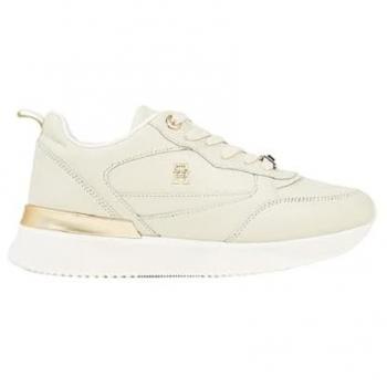Zapatillas de piel Tommy Hilfiger para mujer con plataforma y detalles dorados, modelo FW0FW08117