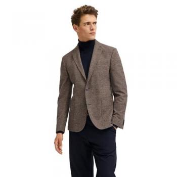 Reverskragen-Jersey-Sakko Stretch mit Taschen – Braun, 52% Polyester, 36% Baumwolle, 12% Viskose