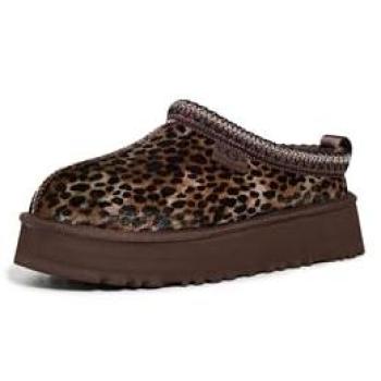 UGG Women’s Tazz Caspian Brown Slip‑On with Animal Print – Size 5