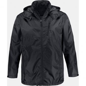 Giacca impermeabile con cappuccio, Uomo, Nera, Taglia 6XL, Poliestere, JP1880