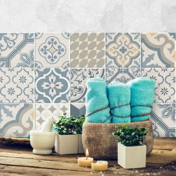 Pack de 36 carrelages 10x10 cm autocollants PVC