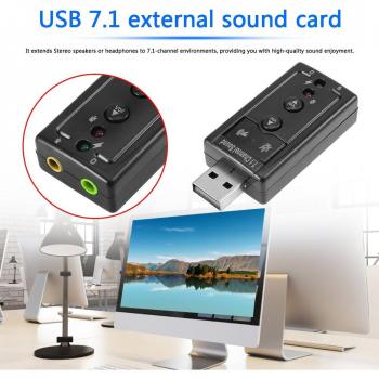 External USB Sound Card Stereo Headset with 7.1 Audio