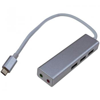 USB Type-C to USB 3.0 3-Port Hub with Microphone and Headphone Socket