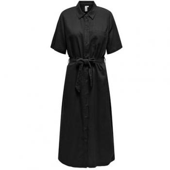 Dress Onlcaro Long Black Linen