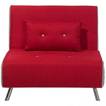 Divano Letto Singolo Pieghevole in Tessuto Rosso Farris