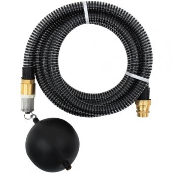 PVC zuigslang 1,1'' met messing koppelingen – zwart 5 meter
