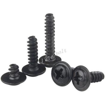 Autotaraudage M3 Phillips noir, vis à tête ronde et rondelle