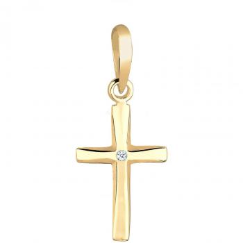 Diamore Anhänger mit Kreuz und Diamant für besondere Anlässe 585 Gelbgold