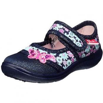 Pieds-aux-pied BECK 3027 – modèle féminin, couleur bleu foncé 05, fermeture scratch