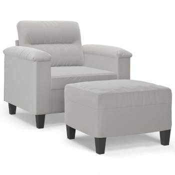 Microfiber 60 cm Sofa Chair + Footstool, Light Grey – VidaXL