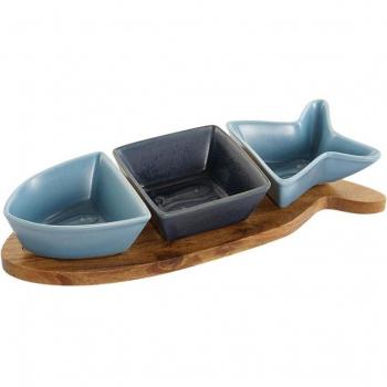 Home ESPRIT Set de Aperitivo Pez Mediterráneo 4 Piezas