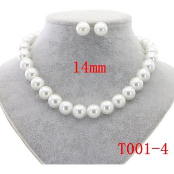 Collar y Pendientes de Perlas de Concha Blanca de 8mm