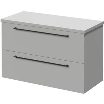 390 Wall Mounted Vanity Unit with Matt Black Handles