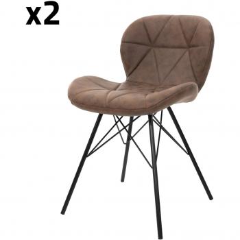 4 Chaises de Salle à Manger avec Dossier en Teinte Marron