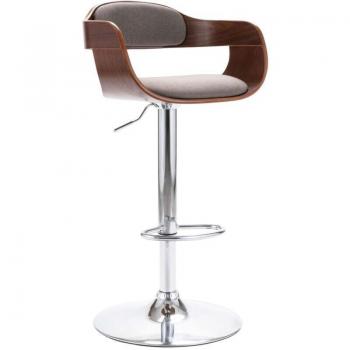 Chaise haute rétro en contreplaqué et tissu taupe