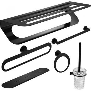 Elegant 60cm Bathroom Shelf with Towel Bar and Toilet Brush Holder