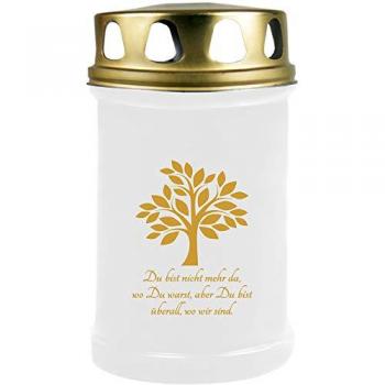 8er Pack Grabkerzen mit Baum Gold Motiv und 2 Tagen Brenndauer