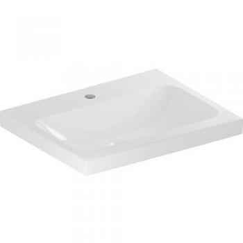Geberit iCon Waschtisch 60x48 cm, mittiges Hahnloch, ohne Überlauf, Farbe: weiß