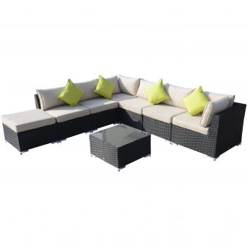Outsunny 7-Seater Sofa Rattan Garden Furniture Aluminium Outdoor Patio Set