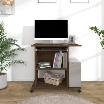Bureau informatique chêne marron 80x50x75 cm bois d'ingénierie