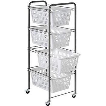 Carrello Siena 4 Cesti Plastica Silver