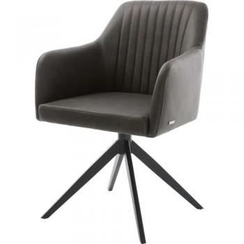 Chaise-pivotante Greg-Flex anthracite vintage cadre croisé large noir pivote sur 360°