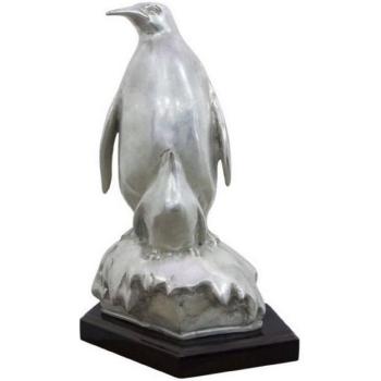 Bronzefigur Pinguin Duo in Silber und Schwarz von Casa Padrino