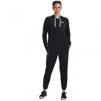 Mujer: Cazadora Sweatshirt Rival de Algodón Terry, Cierre Total, Negra, XL – Marca Under Armour