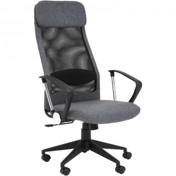 Brent Black and Grey Fabric High-Back Office Chair
