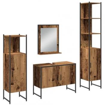 Pack 4 pièces salle de bain bois d'ingénierie, finition marron