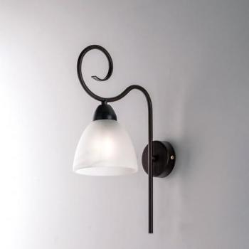 Wandleuchte Eisen Rost Schwarz Alabasterglas 22x h38 cm