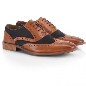 Balmoral Premium Leather Brogue Shoes, Tan – UK 9